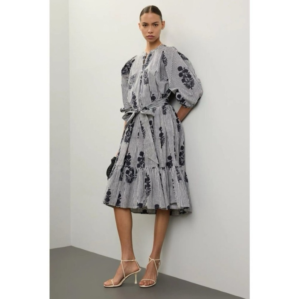 SZ Blockprints Aaron Dress in Navy Blue M